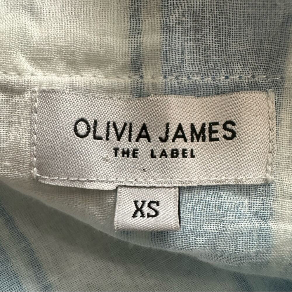 Olivia James The Label Striped Linen Dress Tie Shoulder Size XS Blue White - Picture 8 of 10